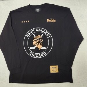 Modelo RSVP Gallery Shirt Mens Medium Black Long Sleeve Hockey Blackhawk Chicago